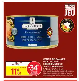 Intermarché Contact JEAN LARNAUDIE Confit de canard du sud-ouest l'emblématique offre