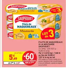 Intermarché Contact SAUPIQUET Filets de maquereaux à la moutarde offre