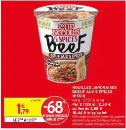 Intermarché Contact NISSIN Nouilles japonaises boeuf aux 5 épices offre