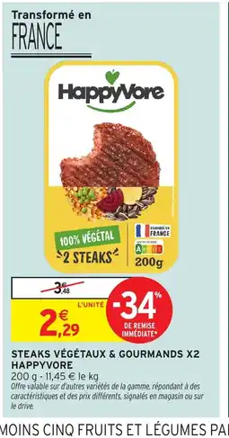 Intermarché HAPPYVORE Steaks végétaux & gourmands x2 offre