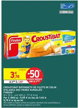 Intermarché FINDUS Croustibat bâtonnets de filets de colin d'alaska msc panés surgelés offre