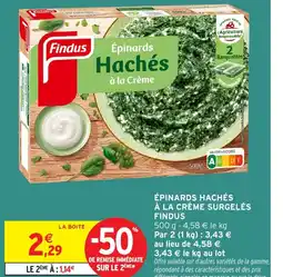 Intermarché FINDUS Épinards hachés à la crème surgelés offre