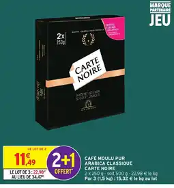 Intermarché CARTE NOIRE Café moulu pur arabica classique offre