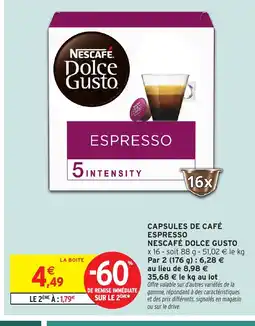 Intermarché NESCAFÉ DOLCE GUSTO Capsules de café espresso offre