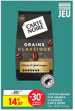 Intermarché CARTE NOIRE Café en grains pur arabica classique offre