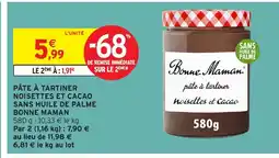 Intermarché BONNE MAMAN Pâte à tartiner noisettes et cacao sans huile de palme offre