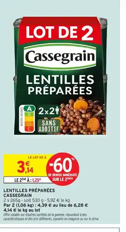 Intermarché CASSEGRAIN Lentilles préparées offre