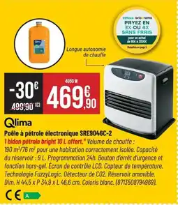 Bricorama QLIMA Poêle à pétrole électronique SRE9046C-2 offre