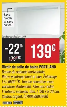 Bricorama Miroir de salle de bains portland offre