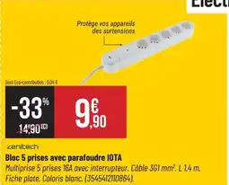 Bricorama Bloc 5 prises avec parafoudre iota offre
