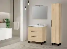 Brico Dépôt Ensemble meuble l.80 cm + vasque + miroir denver offre