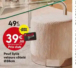 Maxi Bazar Pouf Sylia velours côtelé Ø38cm offre