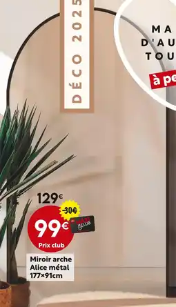 Maxi Bazar Miroir arche Alice métal 177×91cm offre