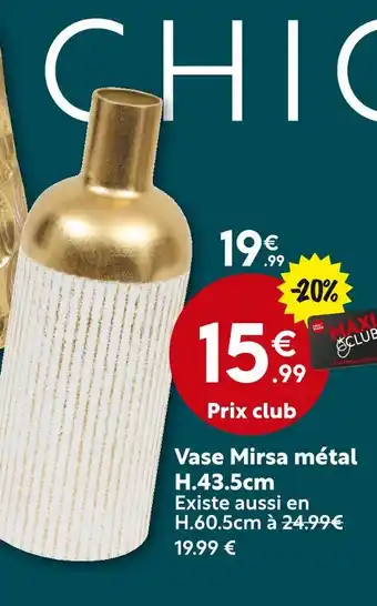 Maxi Bazar Vase Mirsa métal offre