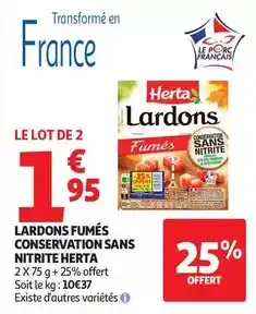Auchan Supermarché Herta - lardons fumés conservation sans nitrite offre