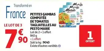 Auchan Supermarché Marie - petites gambas compotée de tomates tagliatelles au pesto offre