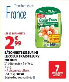 Auchan Supermarché Fleury michon - bâtonnets de surimi le coeur frais offre