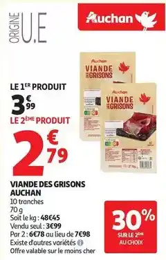 Auchan Supermarché Auchan - viande des grisons offre