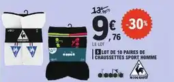 E.Leclerc Le coq sportif - lot de 10 paires de chaussettes sport homme offre