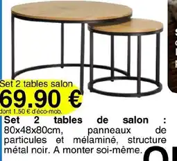 KREABEL Set 2 tables salon S offre