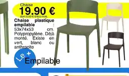 KREABEL Chaise plastique empilable offre