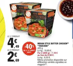 E.Leclerc YOUCOOK Indian style butter chicken offre