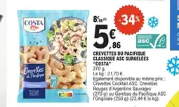 E.Leclerc COSTA Crevettes du pacifique classique asc surgelées offre