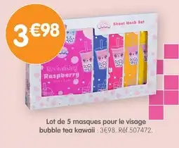 b&m Lot de 5 masques pour le visage bubble tea kawaii offre