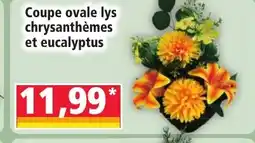 Norma Coupe ovale lys chrysanthèmes et eucalyptus offre