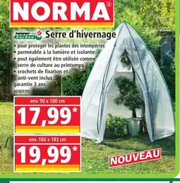 Norma POWER GARDEN Serre d'hivernage offre