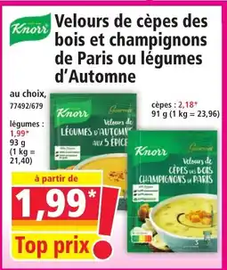 Norma KNORR Velours de cèpes des bois et champignons de Paris ou légumes d'Automne offre