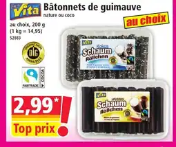 Norma VITA Bâtonnets de guimauve offre