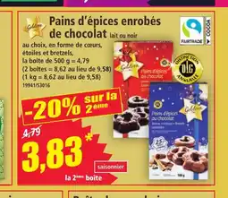 Norma Pains d'épices enrobés de chocolat lait ou noir offre