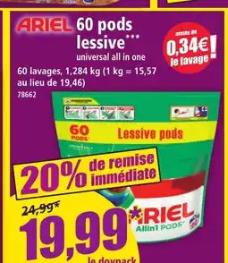 Norma ARIEL 60 pods lessive offre