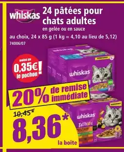 Norma WHISKAS 24 pâtées pour chats adultes offre