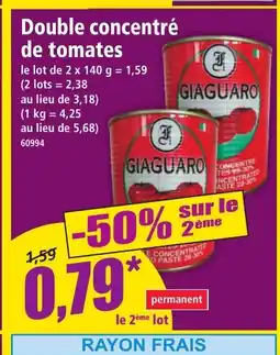 Norma Double concentré de tomates offre