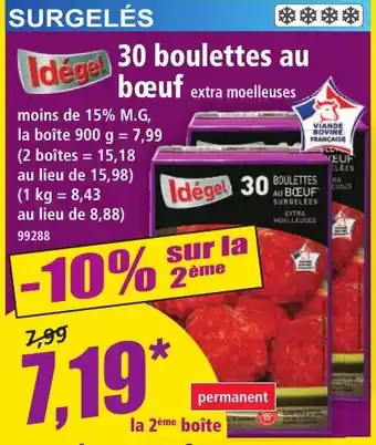 Norma IDÉGEL 30 boulettes au bœuf extra moelleuses offre