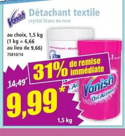 Norma VANISH Détachant textile crystal blanc ou rose offre