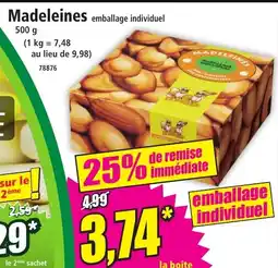 Norma Madeleines emballage individuel offre