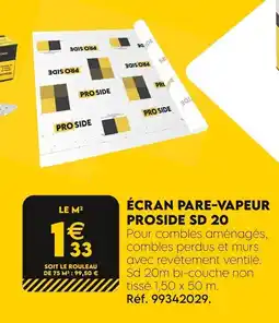 Tout faire matériaux Écran pare-vapeur proside sd 20 offre