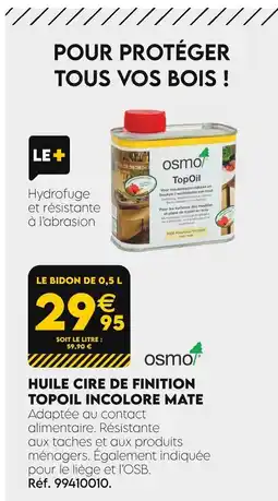 Tout faire matériaux OSMO Huile cire de finition topoil incolore mate offre