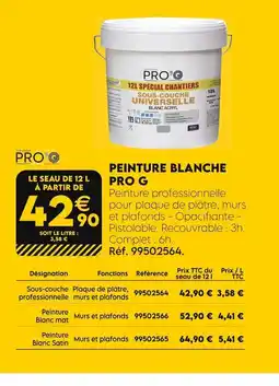 Tout faire matériaux PRO'G Peiture blanche offre