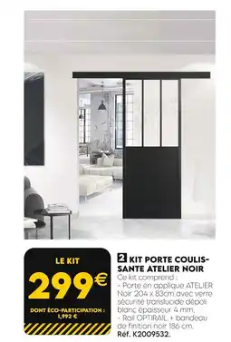 Tout faire matériaux Kit porte coulis- sante atelier noir offre