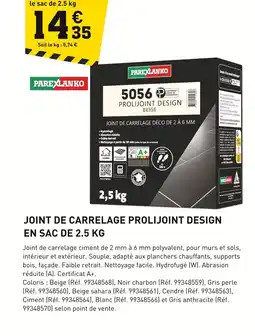 Tout faire matériaux Joint de carrelage prolijoint design en sac offre