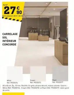 Tout faire matériaux Carrelage intérieur concorde offre