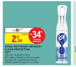 Intermarché CIF Spray nettoyant infinite+ clean protection offre