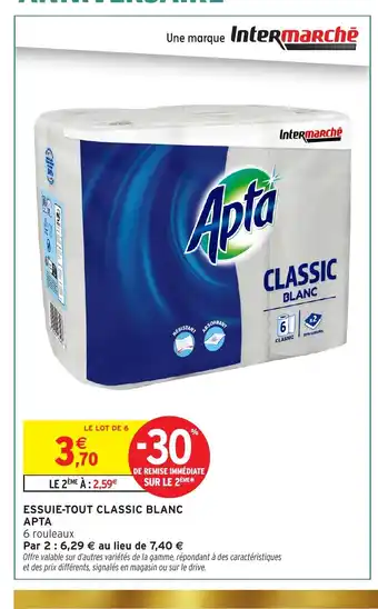 Intermarché APTA Essuie-tout classic blanc offre