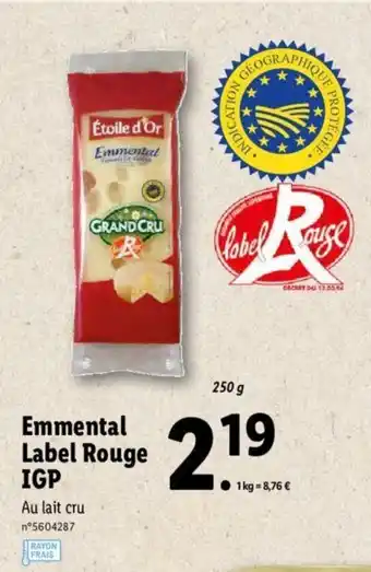 Lidl Emmental label rouge IGP offre