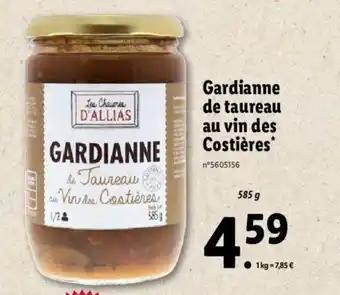 Lidl Gardianne de taurreau au vin des costières offre
