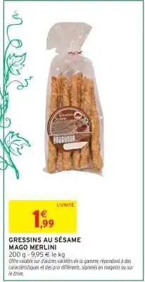 Intermarché GRESSINS AU SÉSAME MAGO MERLINI offre